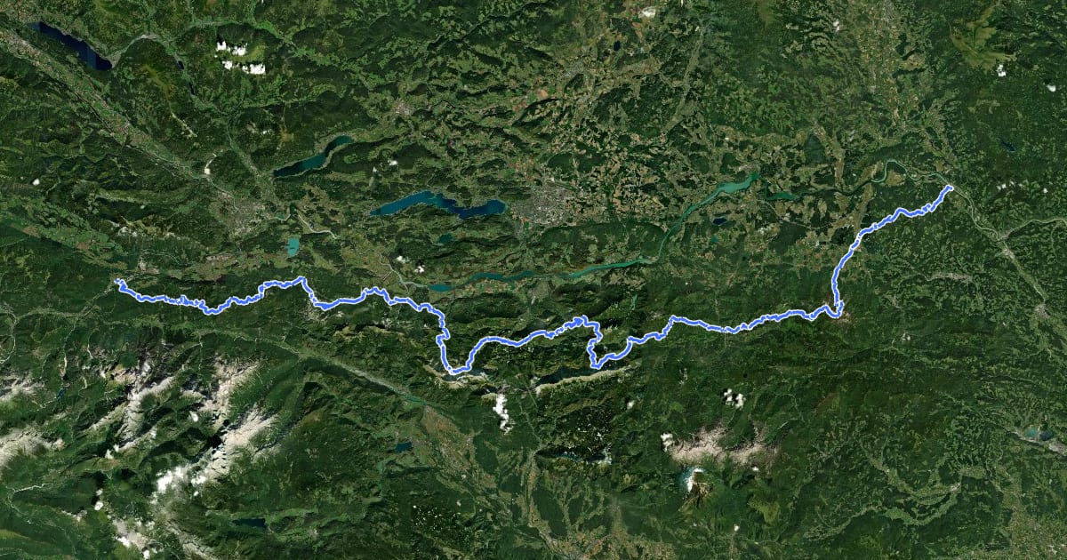 Маршрут Karawankenwanderweg на спутниковом снимке