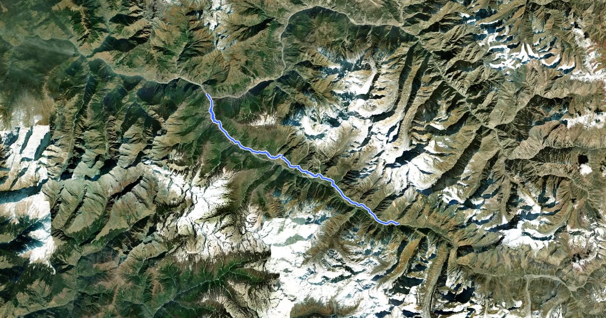Маршрут Karcham to Chitkul на спутниковом снимке