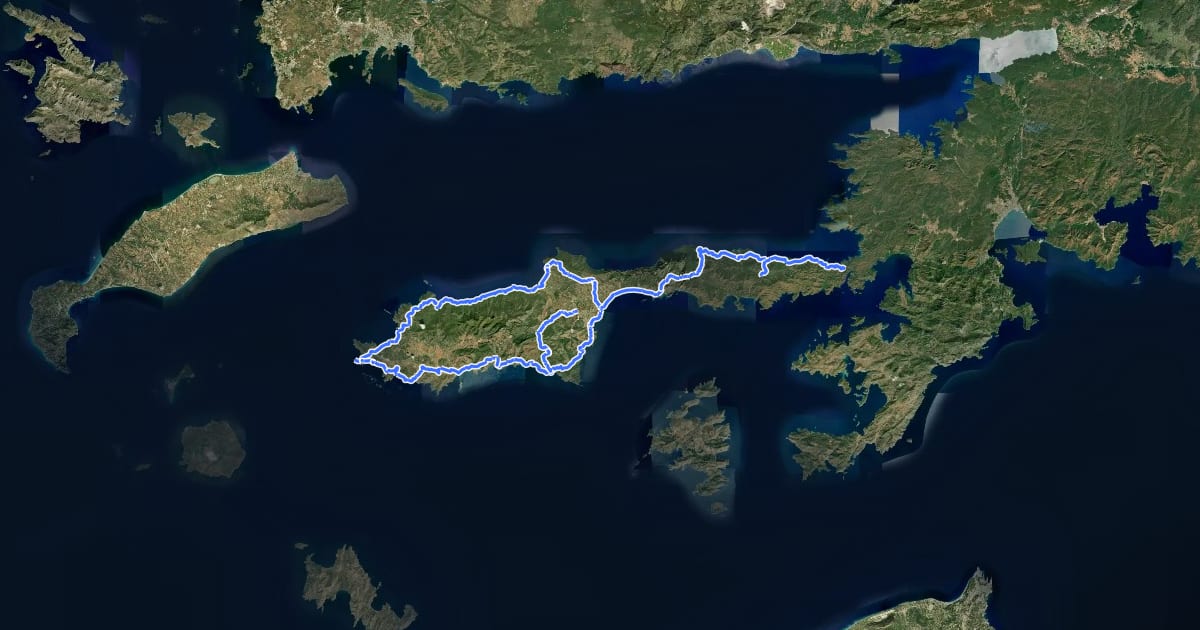 Маршрут Karia Yolu - Datça Yarımadası на спутниковом снимке