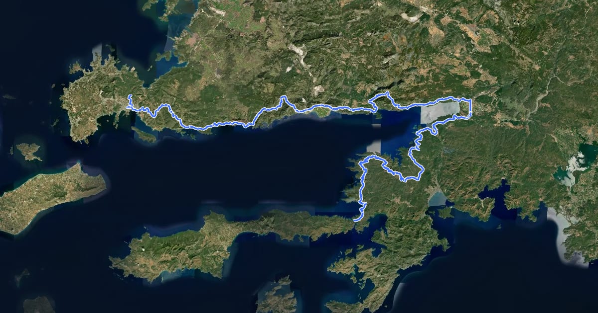 Маршрут Karia Yolu - Gökova Körfezi на спутниковом снимке