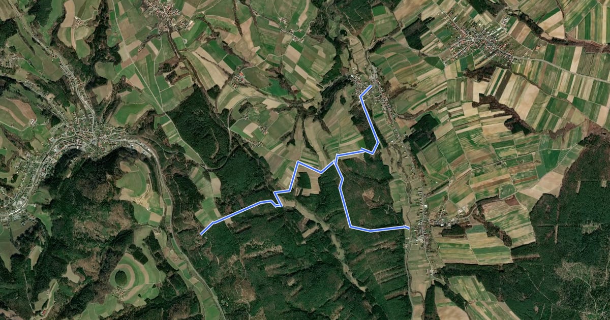 Маршрут Karl bzw. Oberrabnitz - Fernblick Karl - Entenstein - Radigundenstein на спутниковом снимке