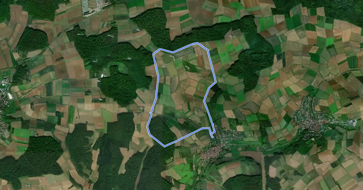 Маршрут Karlebachtal Runde на спутниковом снимке
