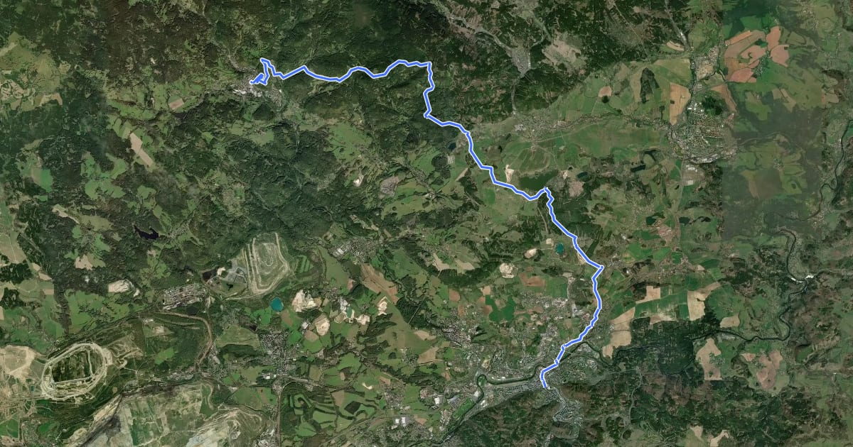 Маршрут [Ž] Karlovy Vary - Nejdek на спутниковом снимке