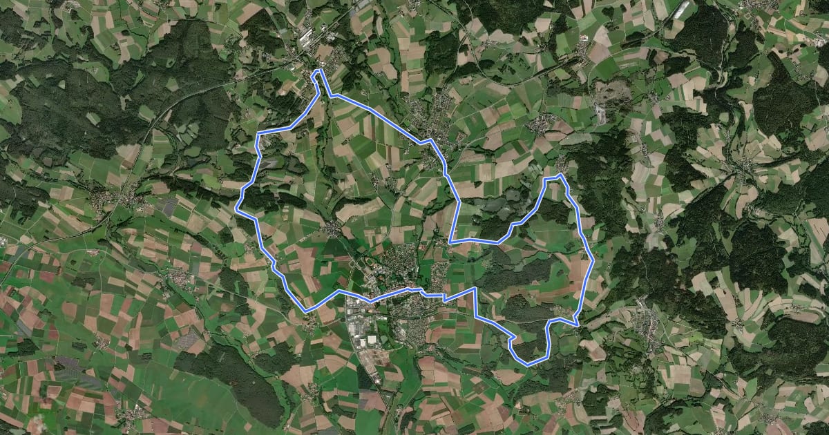 Маршрут Karpfen-Radweg Kemnather Land на спутниковом снимке