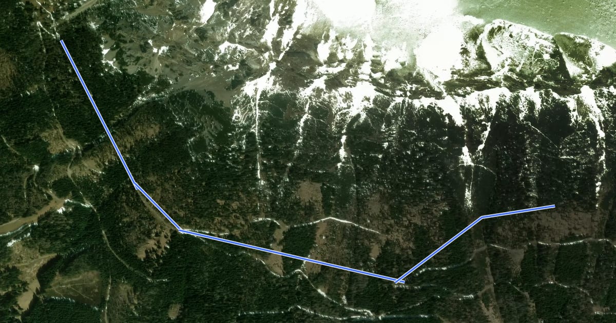 Маршрут Karreralmweg, Verbindungsweg 834 на спутниковом снимке