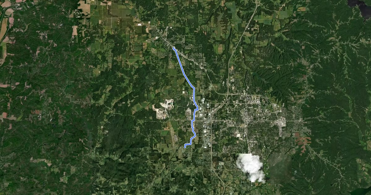 Маршрут Karst Farm Greenway на спутниковом снимке