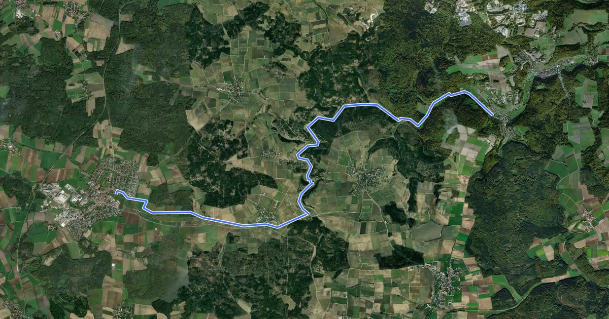 Маршрут Karstlehrpfad Monheim на спутниковом снимке