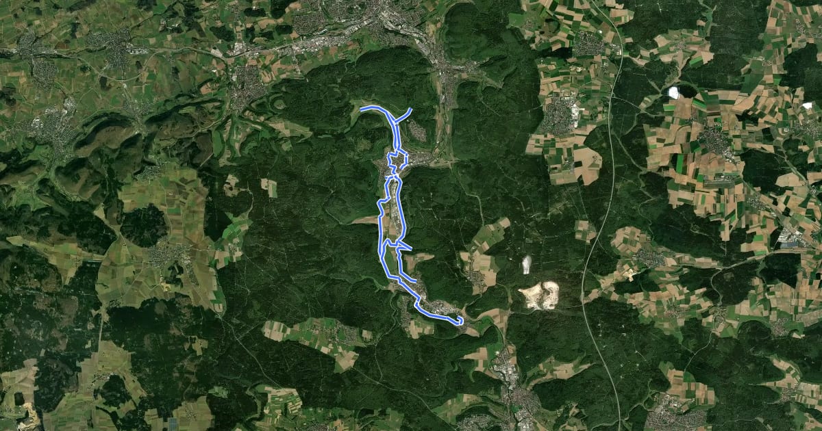 Маршрут Karstquellenweg Oberkochen - Königsbronn на спутниковом снимке