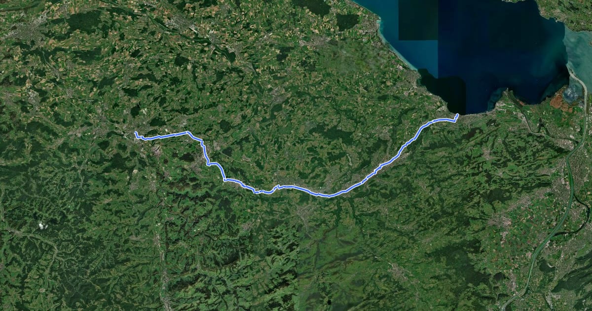 Маршрут Kartäuser-Fürstenland-Route на спутниковом снимке
