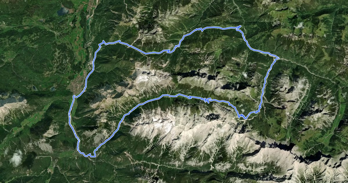 Маршрут Karwendel Runde на спутниковом снимке