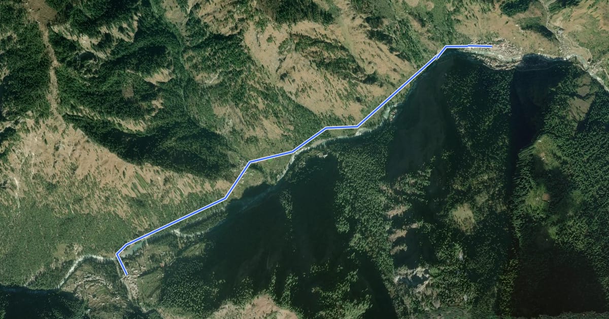 Маршрут Kasol to Manikaran на спутниковом снимке
