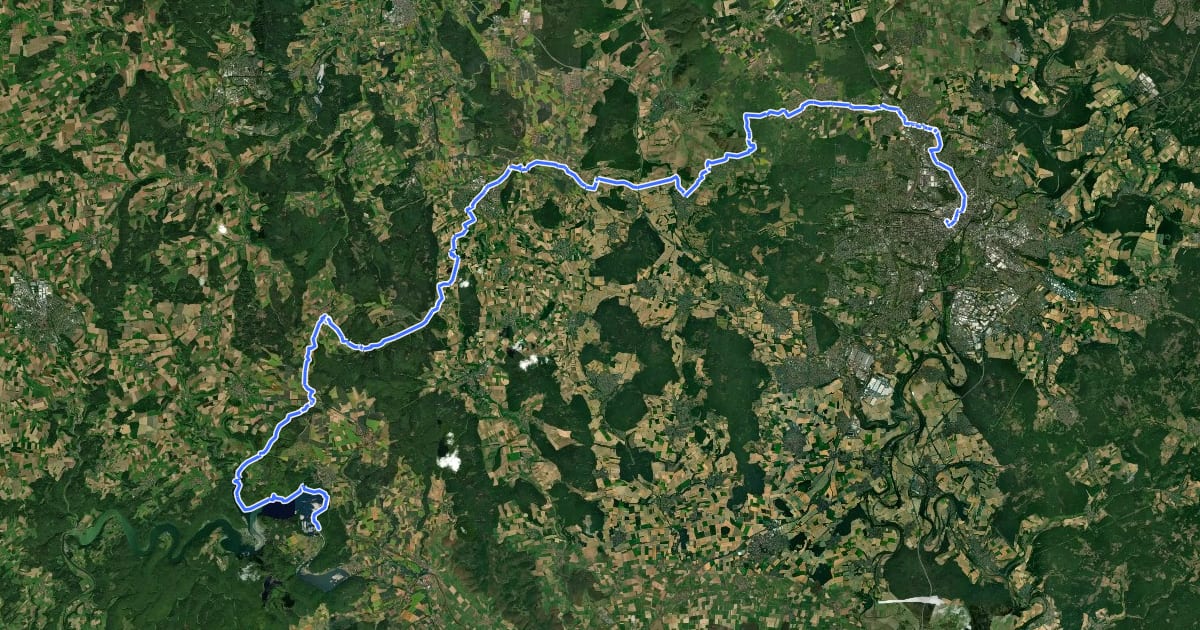 Маршрут Kassel-Edersee-Radweg на спутниковом снимке