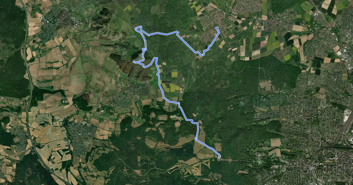 Маршрут Kasselsteig Etappe 1 на спутниковом снимке