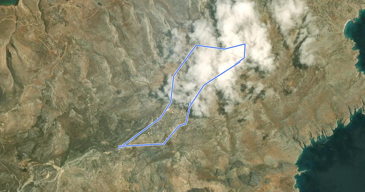 Маршрут Kassos Trail 4 на спутниковом снимке