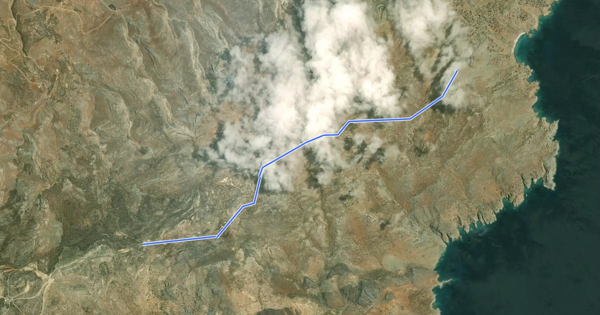 Маршрут Kassos Trail 5 на спутниковом снимке