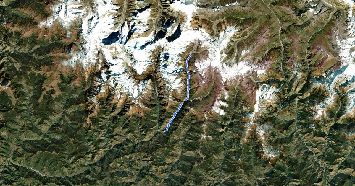 Маршрут Kathi to Pindari Glacier на спутниковом снимке