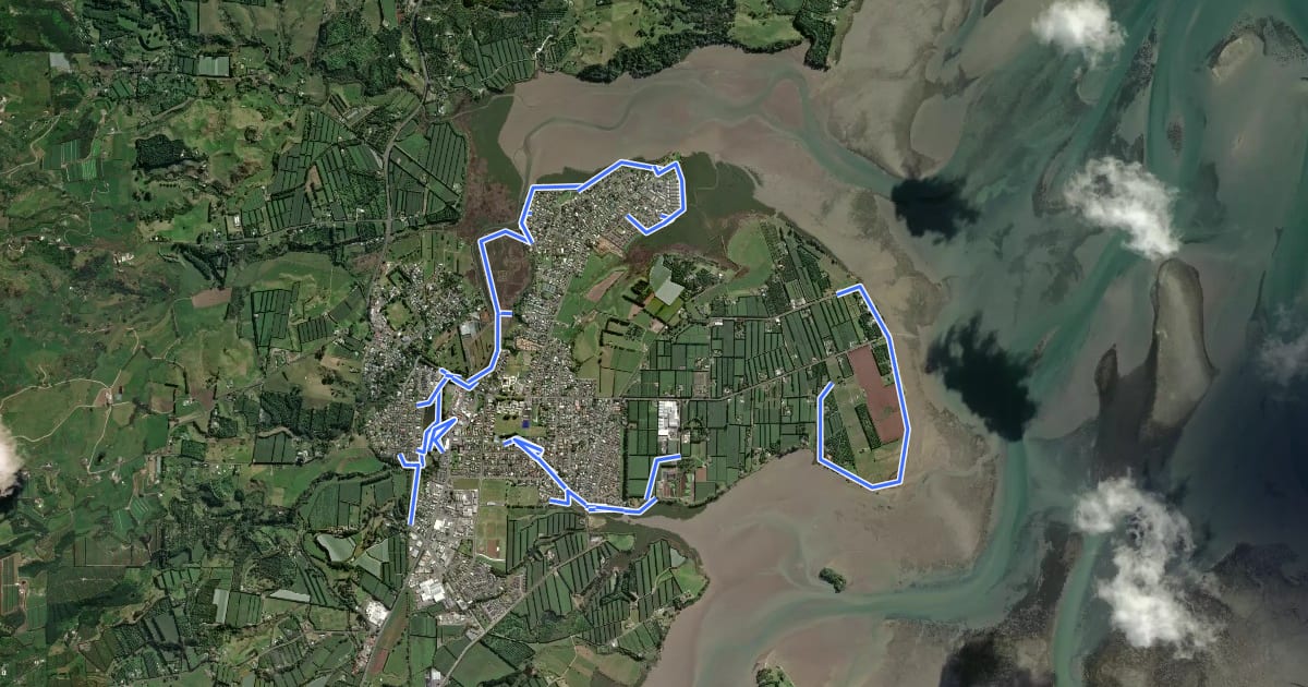 Маршрут Katikati Cycle Trails на спутниковом снимке