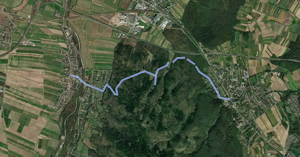Маршрут Katzelsdorf (Gasthaus zur Weintraube) - Sauerbrunn mit Abstecher zur Marienquelle на спутниковом снимке