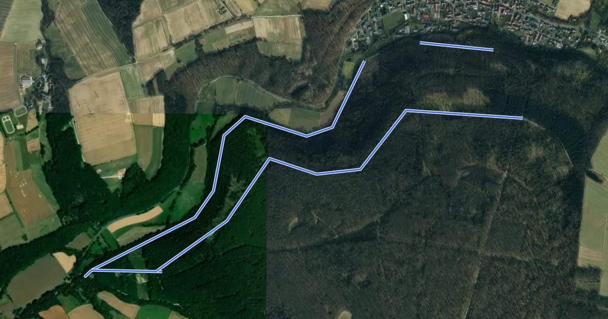 Маршрут Kaufunger Wald, Rundweg 32 - Niesteauen на спутниковом снимке