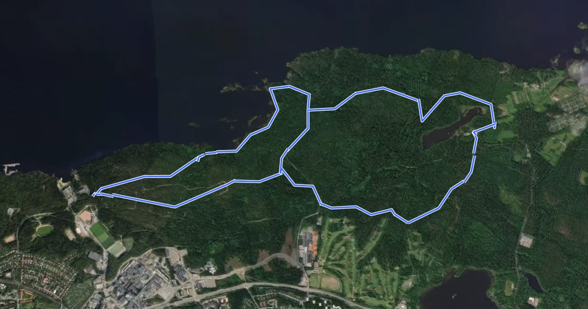 Маршрут Kauppi MTB-reitti на спутниковом снимке