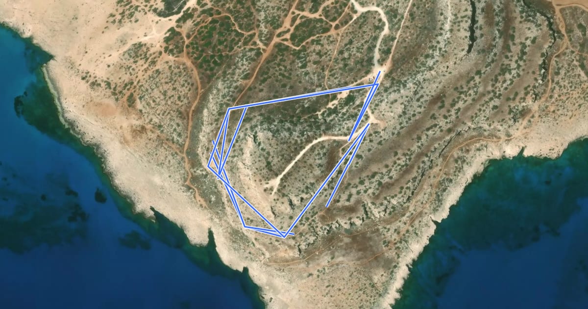 Маршрут Kavos Nature Trail на спутниковом снимке