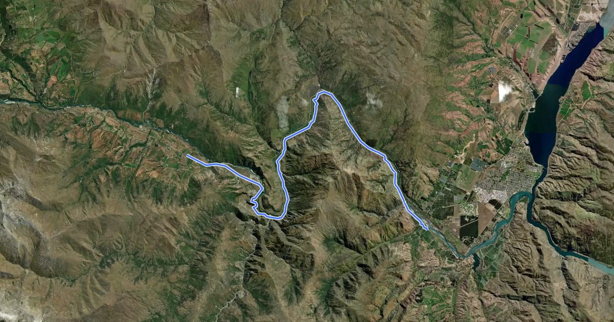 Маршрут Kawarau Gorge Trail на спутниковом снимке