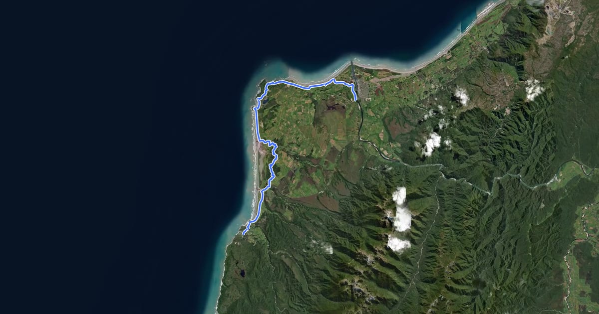 Маршрут Kawatiri Coastal Trail на спутниковом снимке