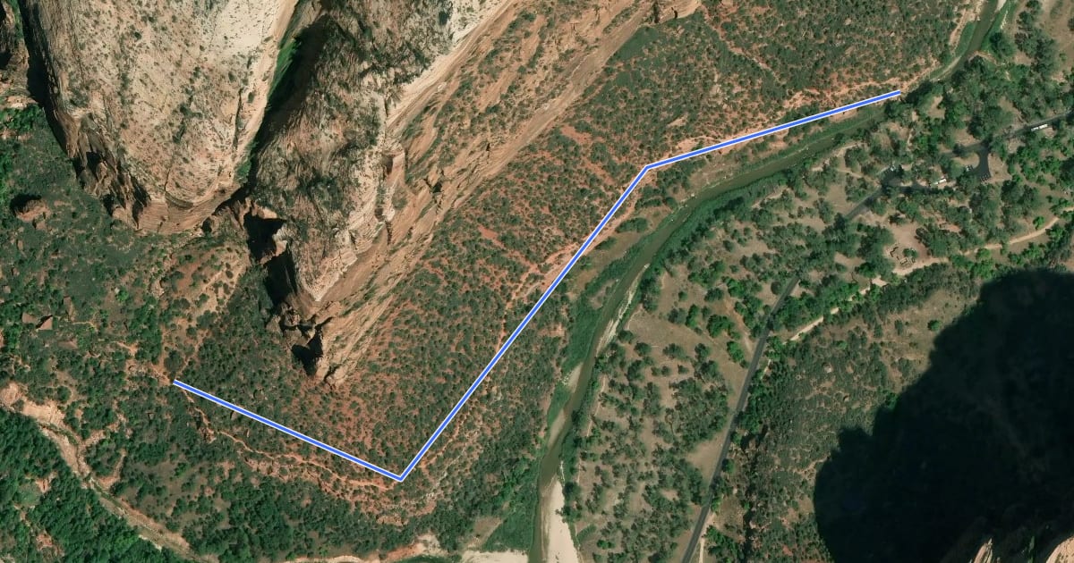 Маршрут Kayenta Trail на спутниковом снимке