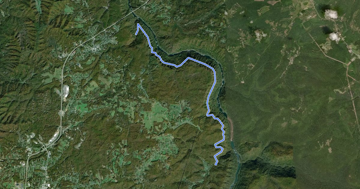 Маршрут Kaymoor Trail на спутниковом снимке