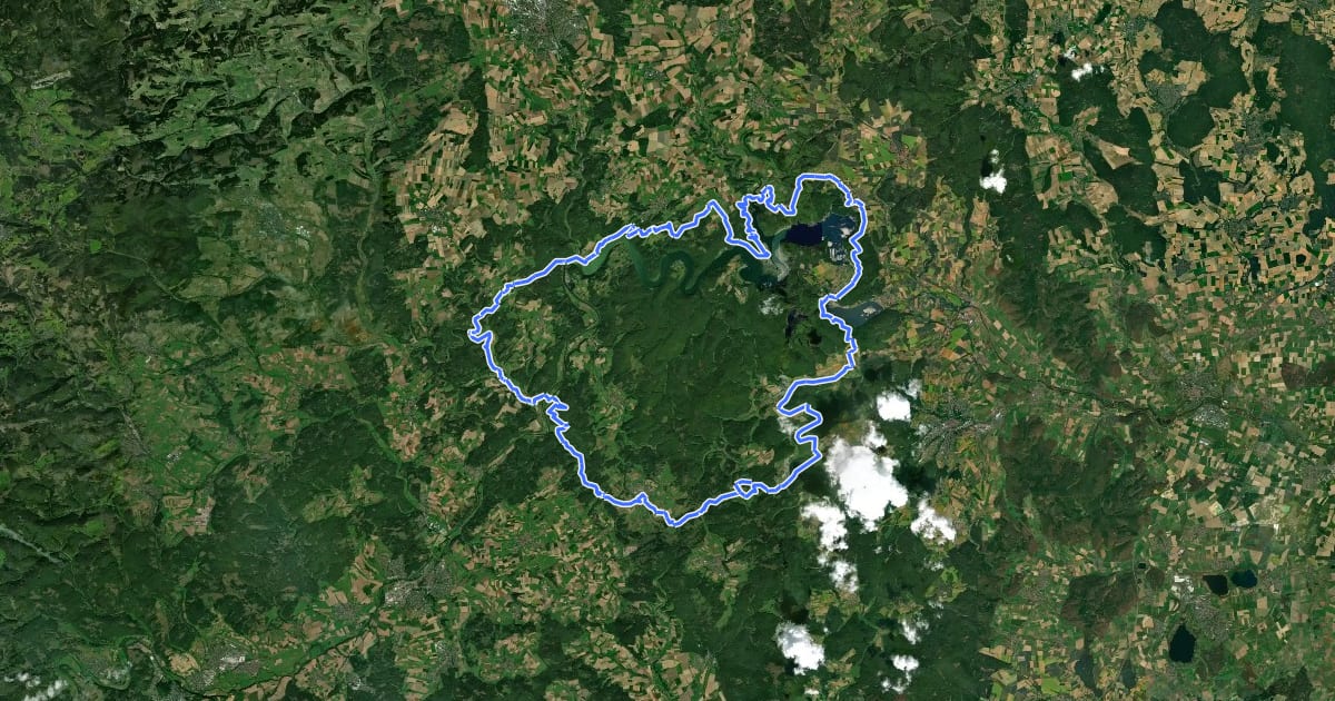 Маршрут Kellerwaldsteig, Nordschleife (mit Alternative A1) на спутниковом снимке