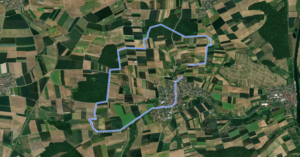 Маршрут Kembachweg Schwanfeld на спутниковом снимке