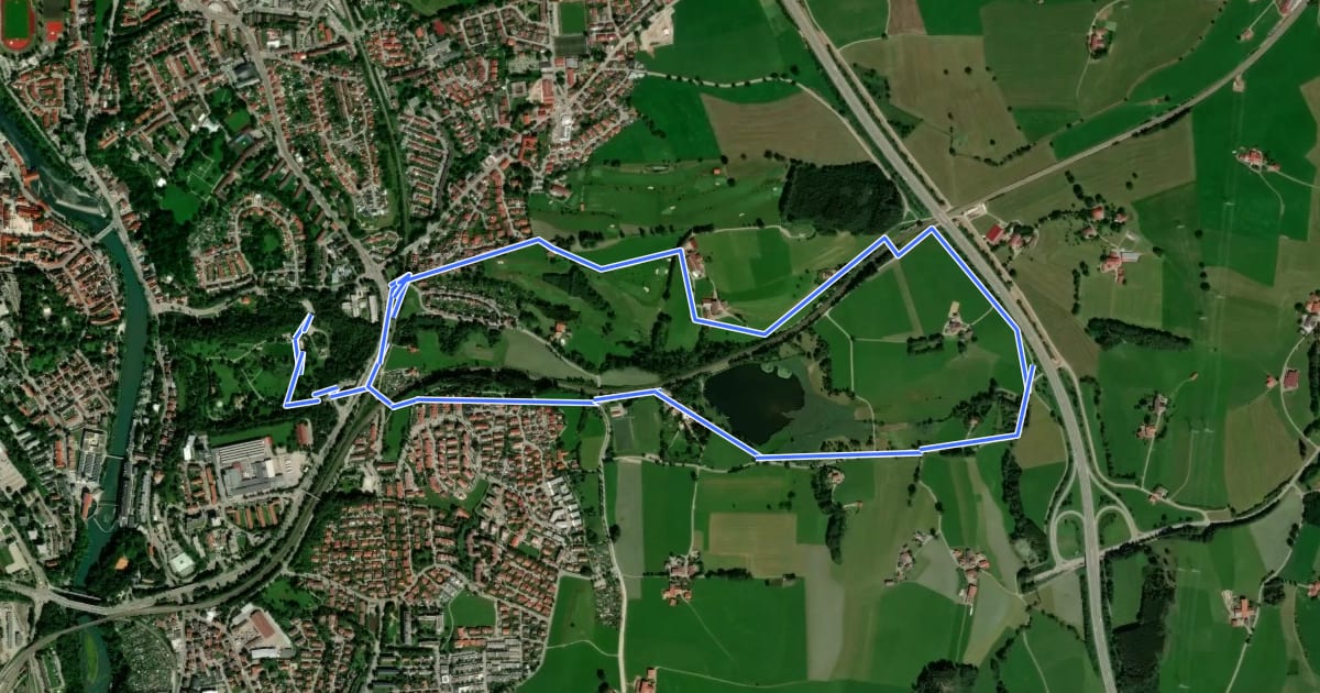 Маршрут Kempten: Nordic Walking - Bachtelweiher на спутниковом снимке