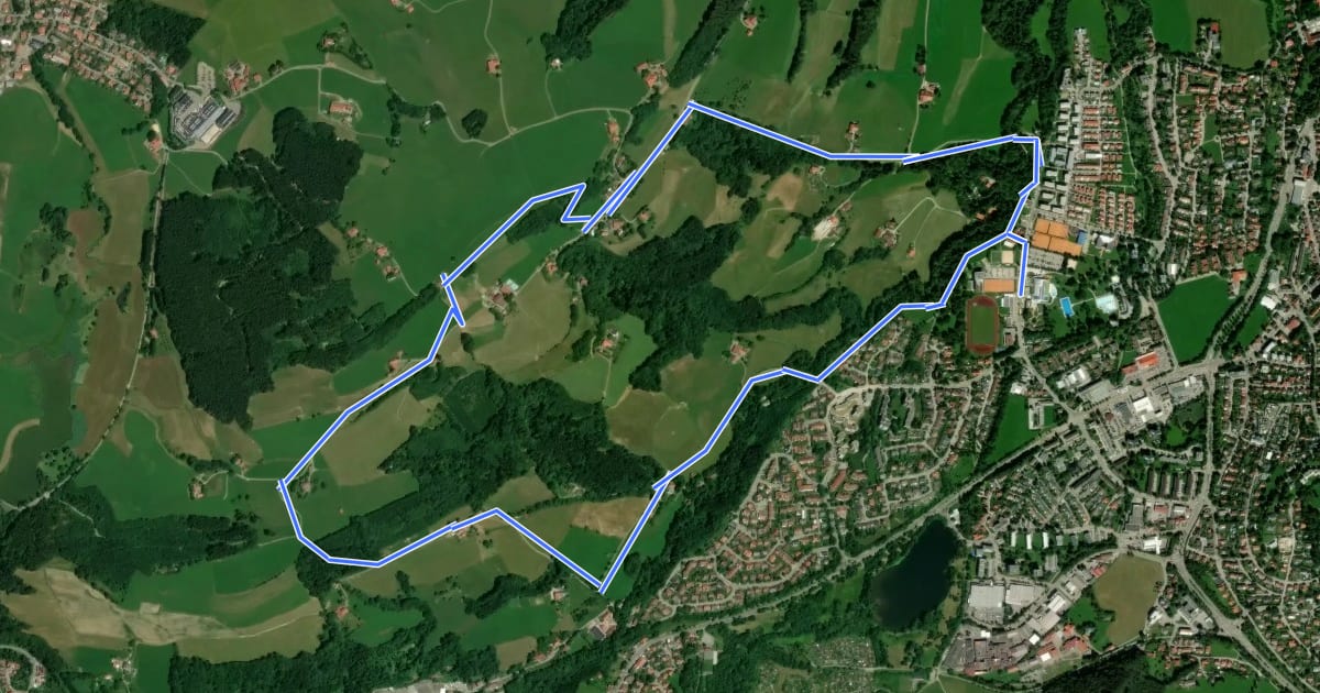 Маршрут Kempten: Nordic Walking - Mariaberg на спутниковом снимке