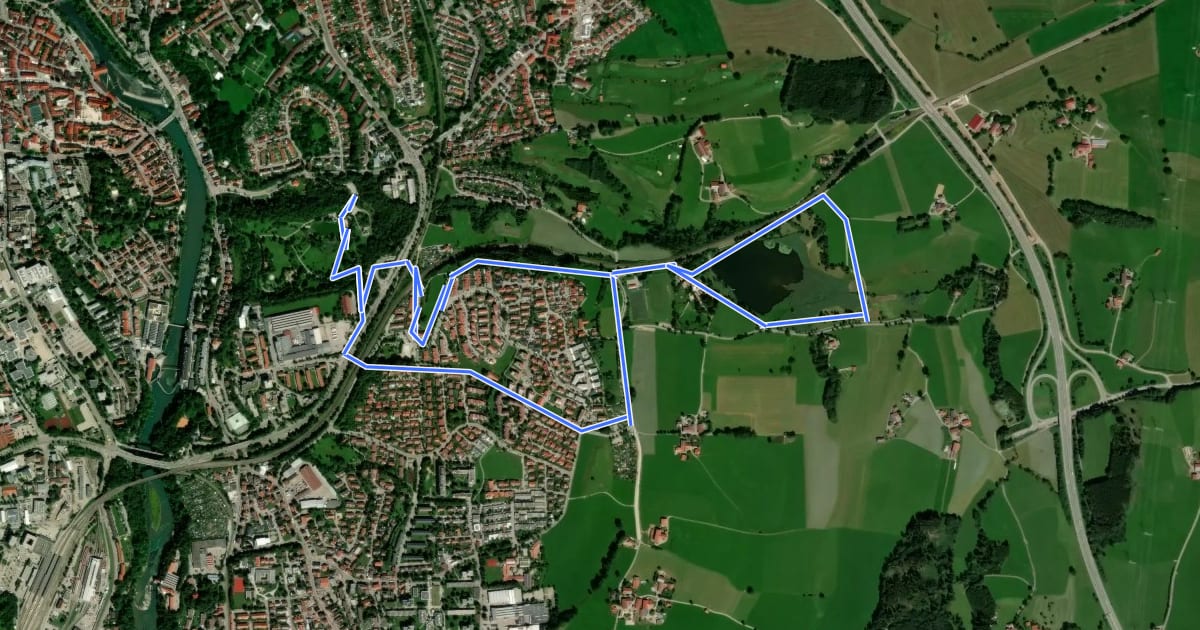 Маршрут Kempten: Rundweg Kempten-Ost на спутниковом снимке