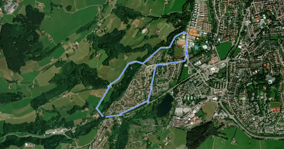 Маршрут Kempten: Rundweg Kempten-West на спутниковом снимке