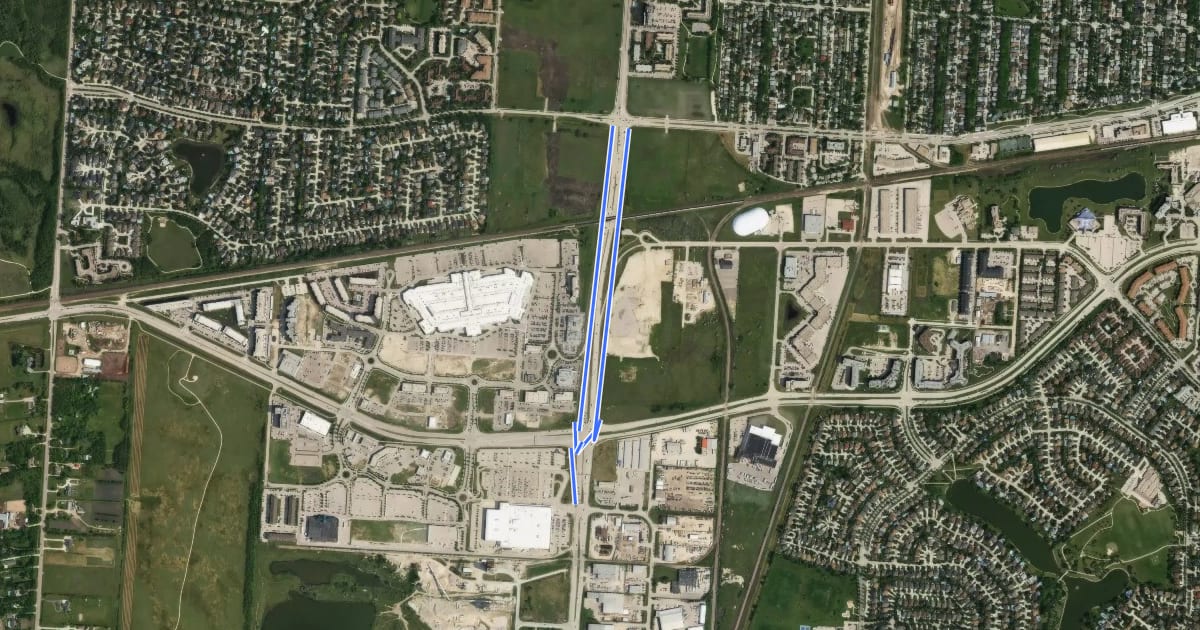 Маршрут Kenaston Pathway на спутниковом снимке