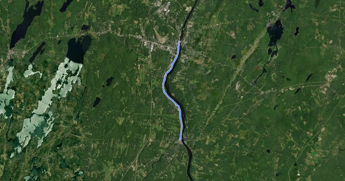 Маршрут Kennebec River Rail Trail на спутниковом снимке