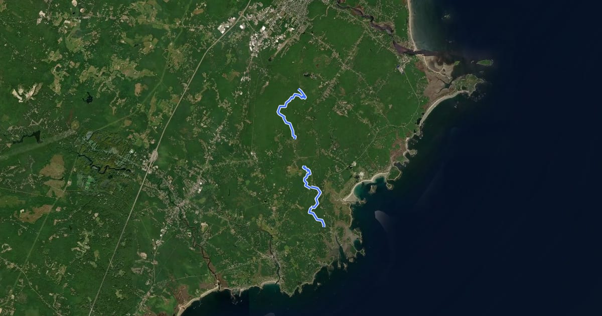 Маршрут Kennebunkport Cross-town Trail на спутниковом снимке