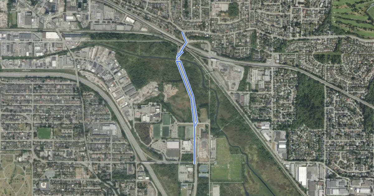 Маршрут Kensington Urban Trail на спутниковом снимке