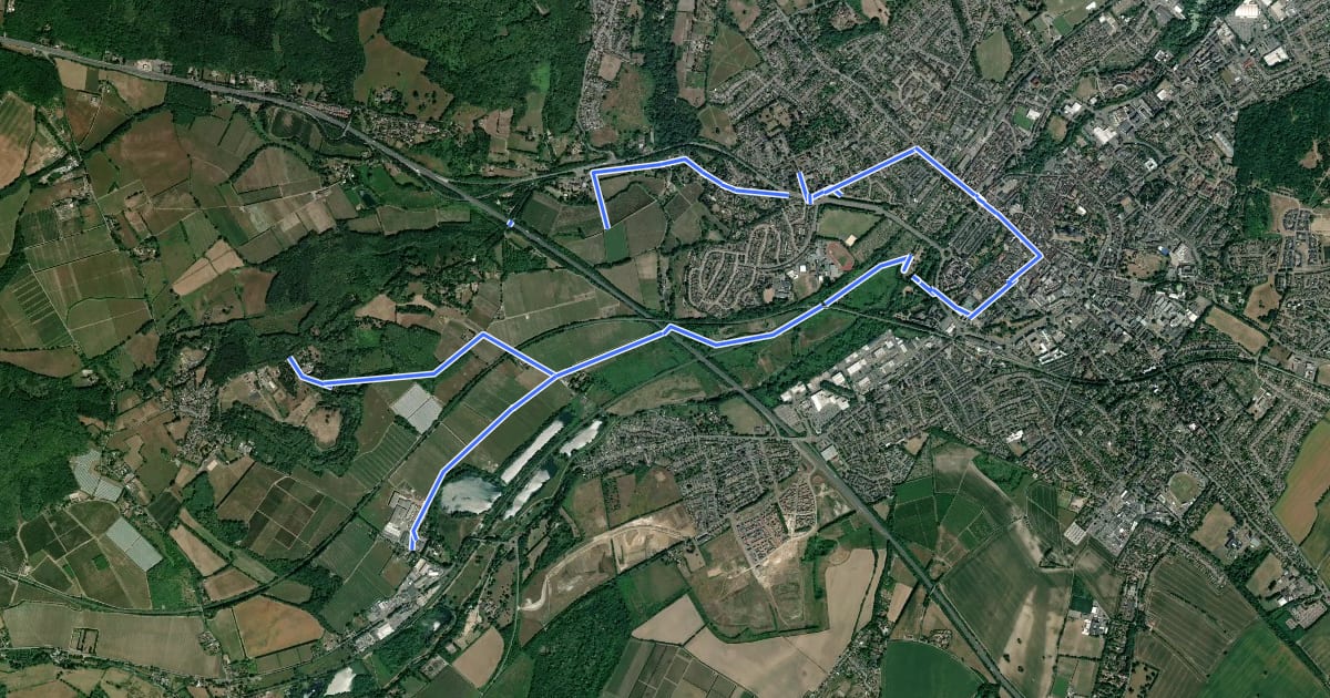 Маршрут Kent County Council Centenary Walk на спутниковом снимке
