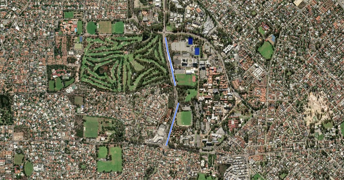 Маршрут Kent Street Shared Path на спутниковом снимке