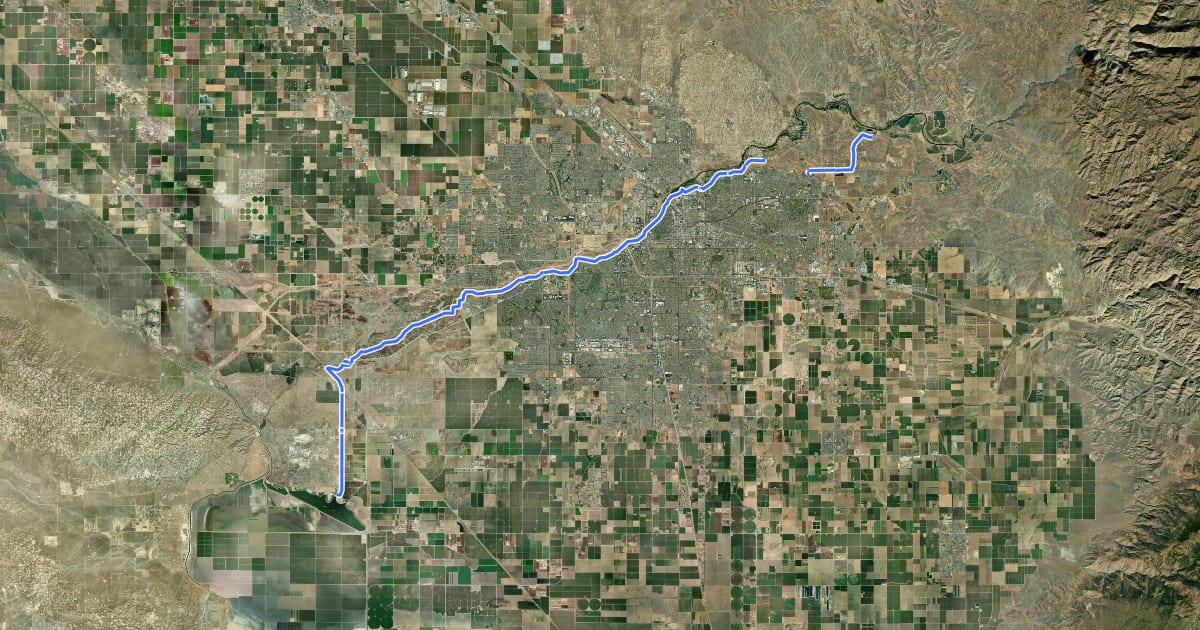 Маршрут Kern River Parkway на спутниковом снимке