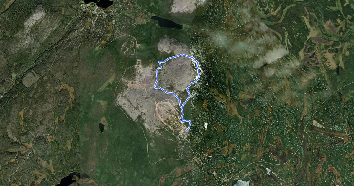 Маршрут Keskisenlaen kierros ("Kiirunankieppi") на спутниковом снимке