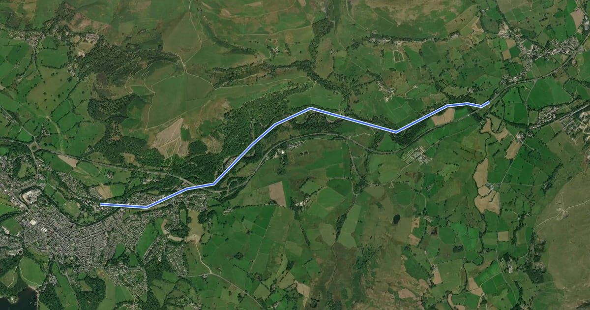 Маршрут Keswick to Threlkeld Railway Trail на спутниковом снимке