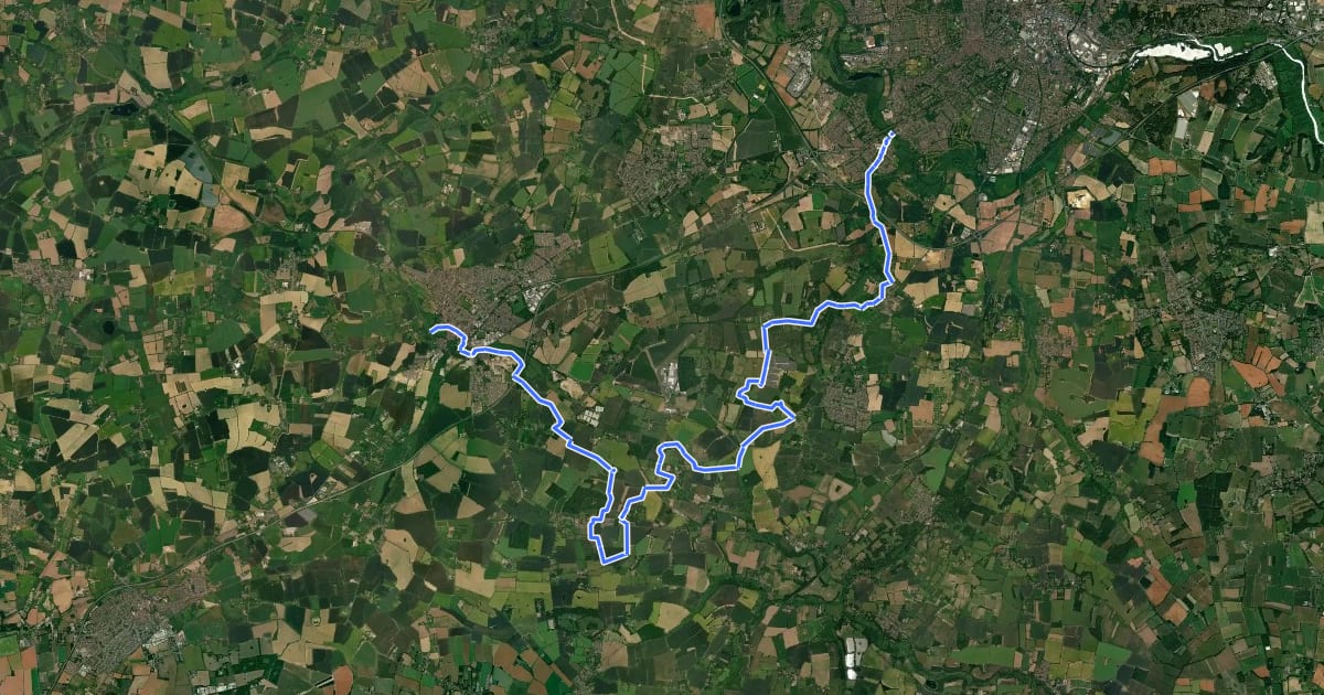 Маршрут Kett's Country Walk на спутниковом снимке