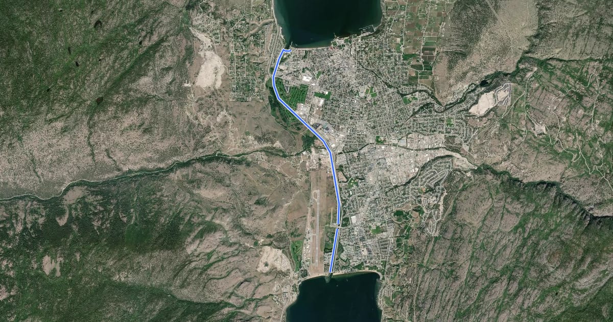 Маршрут Kettle Valley Rail Trail - Scenic Penticton Detour на спутниковом снимке