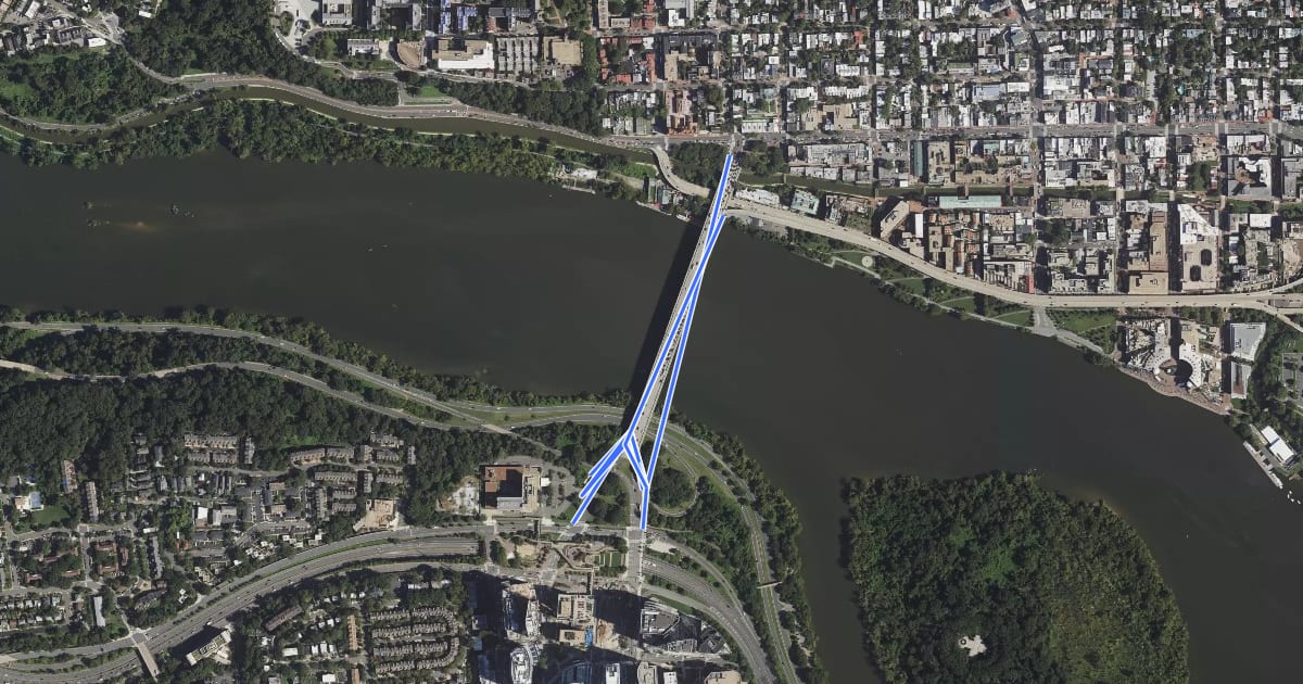 Маршрут Key Bridge на спутниковом снимке