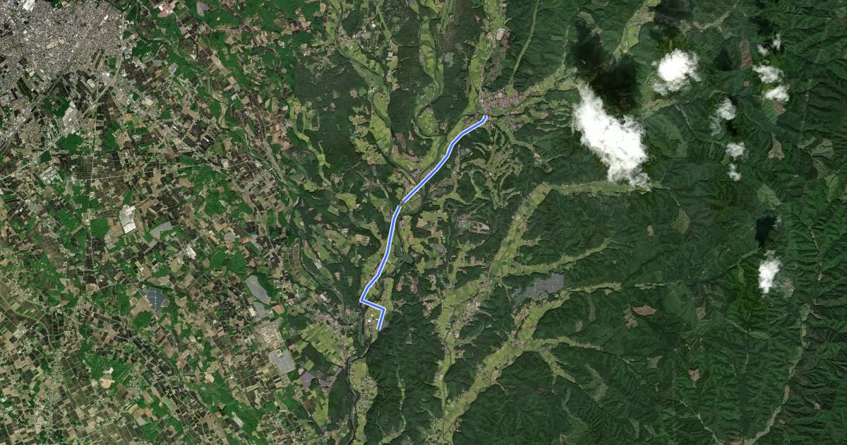 Маршрут KFT - (I34) - Connection route на спутниковом снимке