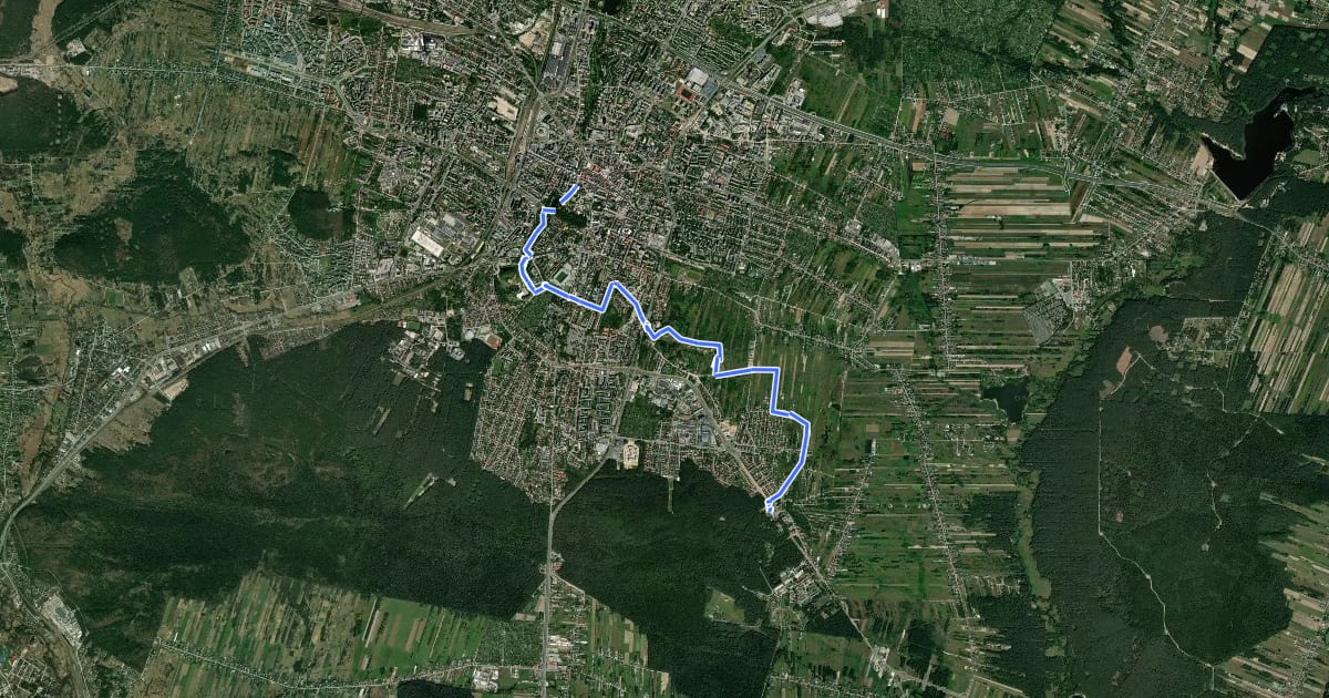 Маршрут Kielce Plac Artystów - Kielce Bukówka MPK на спутниковом снимке