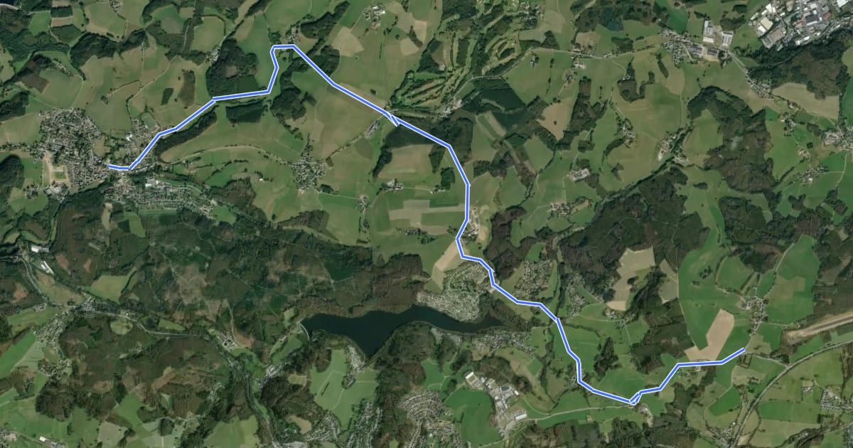 Маршрут Kierspe-Rönsahl (20) - Marienheide-Wernscheid (27) на спутниковом снимке